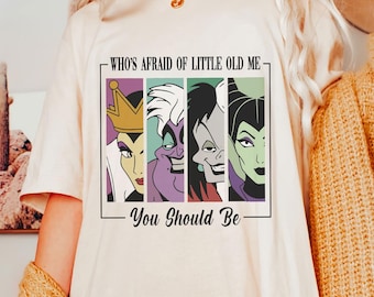 Komfortfärger Vem är rädd för lilla gamla mig, du borde vara Disney Villains-tröja | Klassisk Disney Villains-tröja | Disney Halloween-tröja