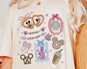 Coquette Bow Epcot Center Comfort Color Shirt, Mickey & friends Epcot Shirt, Girly aesthetic Shirt, Figment Orange Bird, Epcot World Tour