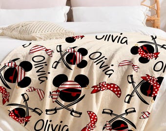 Custom Mickey Pirates Blanket, Disney Family Cruise Trip blankets, Disney Wish Dream Magic, Cruise Birthday Gifts, Mickey Cruise Blankets