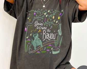 Die Prinzessin und der Frosch Komfort Farben Shirt, Disney Tiana's Bayou Abenteuer Fahrt T-Shirt, Goin Down the Bayou, Retro Disney Prinzessin Shirt