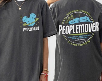 Retro Space Mountain doppelseitiges Shirt, Peoplemover weiter T-Shirt, Tomorrowland Magic Kingdom T-Shirt, Disneyland Familien Ausflug T-Shirt