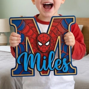 Custom Name Marvel Superhero Wood Sign, Spiderman Initial Kids Bedroom, Marvel Spiderman Wooden Letters Sign, Spidey Room Decor