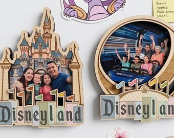 Custom Disneyland Photo Fridge Magnet, Custom Family Picture Frame, Custom Disney Wood Frame, Family Keepsake Gift