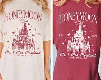 Disney Honeymoon Club Shirt, Magic Castle Honeymoon Trip Shirt, Mr and Mrs Shirt, Just Married tee, Disney Couple Shirt, Custom Hubby Wifey