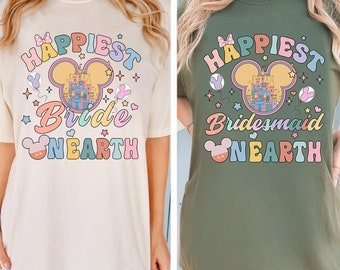 Comfort Colors® Happiest Bride on Earth Shirt, Disney Bride Shirt, Disney Bachelorette Party 2024, Bridesmaid Shirt, Disneyland Bachelorette