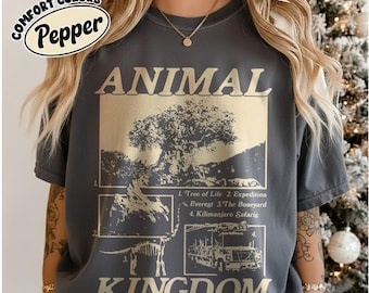 レトロアニマルキングダム コンフォートカラーシャツ、ファミリーバケーションシャツ、ディズニーランド旅行シャツ