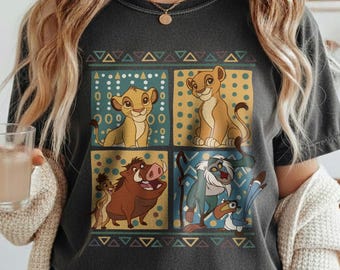 Camiseta de Disney El Rey León, sudadera Animal Kingdom, camiseta retro de los 90 con colores cómodos de Disney El Rey León, camiseta de Hakuna Matata, camiseta de viaje a Disneyland