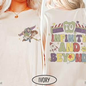 Camiseta de Pixar Toy Story de doble cara: Hasta el infinito y más allá, camiseta retro de Toy Story, camiseta de Buzz Lightyear y Woody, camiseta de vacaciones en Disneyworld