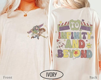 Two-Sided Pixar Toy Story To Infinity And Beyond Shirt, Retro Toy Story Shirt, Buzz Lightyear and Woody Shirt, Disneyworld Vacation Shirt