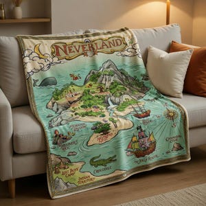 Neverland-kartans fleecefilt, mjuk och mysig Peter Pan-inspirerad filt