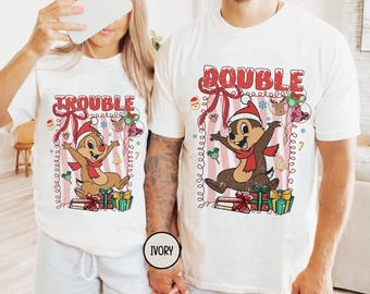 Chip & Dale Double Trouble Disney Christmas Shirt, Christmas Disney Family Vacation T-shirt, Chipmunks Gifts, Christmas Tree Farm