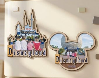 Kundenspezifischer Disneyland Foto-Kühlschrankmagnet, Kundenspezifischer Familienbilderrahmen, Disney Familienfoto-Holzrahmen, Familienandenken-Geschenk