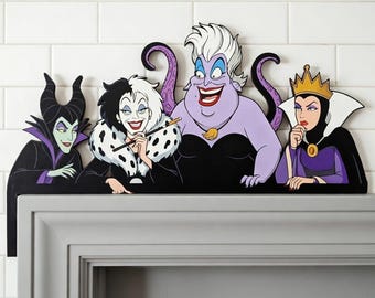 Disney Villains Door Corner Sign, Maleficent Ursula Cruella Evil Queen Peeking Sign, Disney Halloween Corner Sign, Disney Magical Home Gift