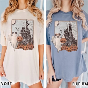 Comfort Colors® Retro Mickey Minnie Halloween Couple Shirts, Mickey Ghost Shirt, Minnie Ghost Shirt, Spooky Season Shirt, Disney Halloween