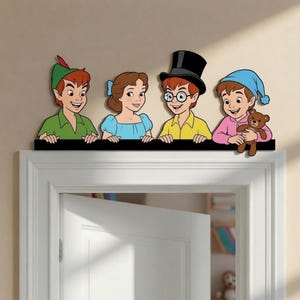 Disney Peter Pan Door Topper, Peterpan Door Corner Sign, Neverland Wooden Door Sign, Neverland Wooden Sign