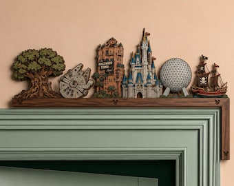 Letrero de esquina de los 4 parques de Disney, letrero de esquina para puerta de Disneyland, letrero de esquina de madera del monorraíl del castillo de Epcot, adorno para puerta del castillo de Magic Kingdom