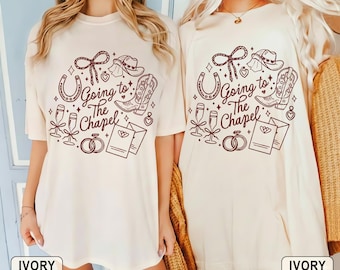 Cowgirl geht zur Kapelle T-Shirt, personalisierte Landmädchen Braut Shirt, Western Brautparty Geschenk, benutzerdefinierte Junggesellinnenabschied Shirt
