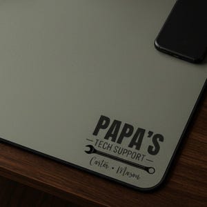 Papas Tech Support Desk Mat Personalized with Grandkids Names Custom Grandpa Mouse Pad Papa Office Desk Decor Fathers Day Gift for Papa