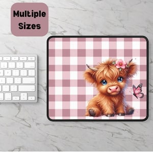 Highland Cow Desk Mat Cute Office Decor Aesthetic Mouse Pad for Pink Gamer Setup Desk Accessories for Workplace Mouse Pad XL Game Playmat