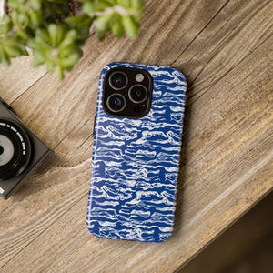 Blue Waves Tough Phone Case, Beach Lover Ocean Protective Phone Cover, Hard Shell Phone Case iPhone 16 15 14 13 12 11 Plus Pro Max