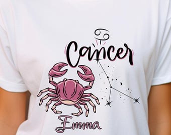 Personalized Cancer Zodiac T-Shirt: Custom Astrological Star Sign Tee