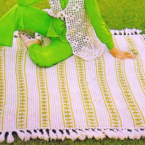 Vintage 1970s Fringed Afghan Knitting Pattern: Sierra Vista (PDF Pattern)