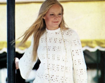 Vintage Crochet Pantsuit Pattern, Two Piece Set, 1970s Style (PDF Pattern)