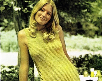 Vintage 1970s Crochet Pant Suit Pattern, Dressy Two-Piece (PDF Pattern)