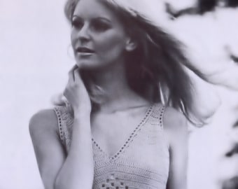 Vintage Crochet Dress Pattern: Diamond Eyelet Design (Size 8-14) (PDF Pattern)