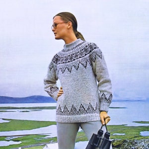 Vintage Scandinavian Pullover Knitting Pattern: Unisex Sweater (Bust 30-44) (PDF Pattern)