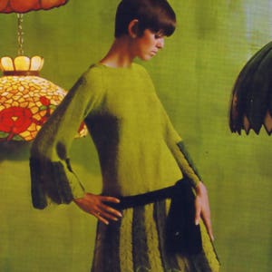 Vintage 1960s Ripple Stitch Dress Knitting Pattern: Bust 32.5-36 (PDF Download)