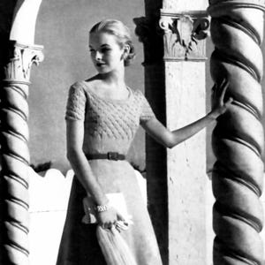 1950s Ribbon Flared Dress Knitting Pattern (Bust 32-38 Inches) (PDF Pattern