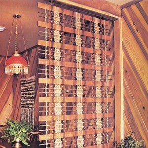 Vintage Macrame Pattern Room Divider Window Panel 1970&#39;s Home Decor Furnishing Digital PDF Reproduction e Pattern Instant Download