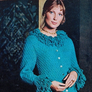 1970s Ankle Length Coat Dress Knitting Pattern | Bust 31.5-40 Inches | Vintage PDF Instant Download