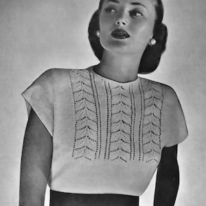 Vintage 1940s Lacy Knit Blouse Pattern: 34-38 Bust (PDF Download)