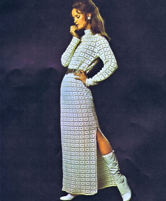Vintage Crochet Pattern Evening Dress Maxi 1970s Bust 34-36 Inches Instant  PDF Download - Etsy