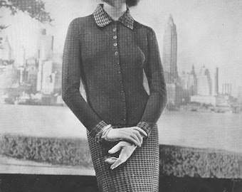 Vintage Hand-Knit Patterns: Suits, Jackets, Blouses, Dresses 1930's Bucilla Cottons Fashions Volume 107 PDF Instant Download