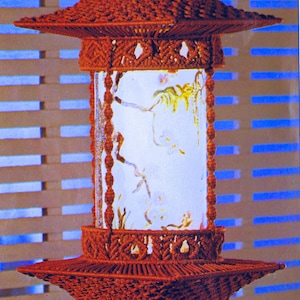 Hanging Pagoda Asian Style Lamp Macrame Pattern Vintage 70s Oriental Chinese Japanese Retro Home Decor Digital PDF ePattern Instant Download