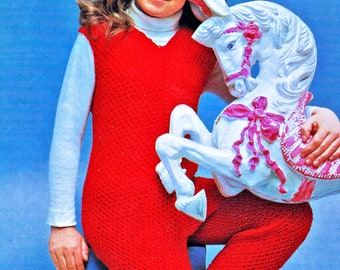 Girls Jumpsuit Vintage Knitting Pattern Size 2-8  Chest 22- 26 Inches PDF Reproduction 1970s Instant Digital Download