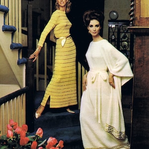 Vintage 1960s Knitting Patterns: Metallic Evening Gowns, Suits (PDF Pattern)