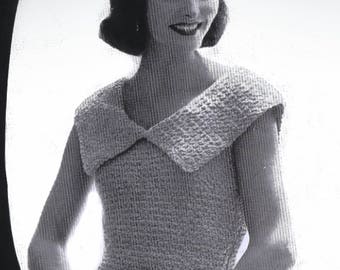 Vintage PDF Crochet Pattern Crocheted Blouse Bust Size 32 to 36 Inches 1950's Instant Download Digital e-Pattern Download