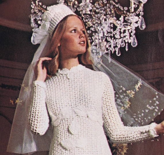 Buy Vintage Irish Crochet Wedding Dress Pattern: Hat Veil, Sizes
