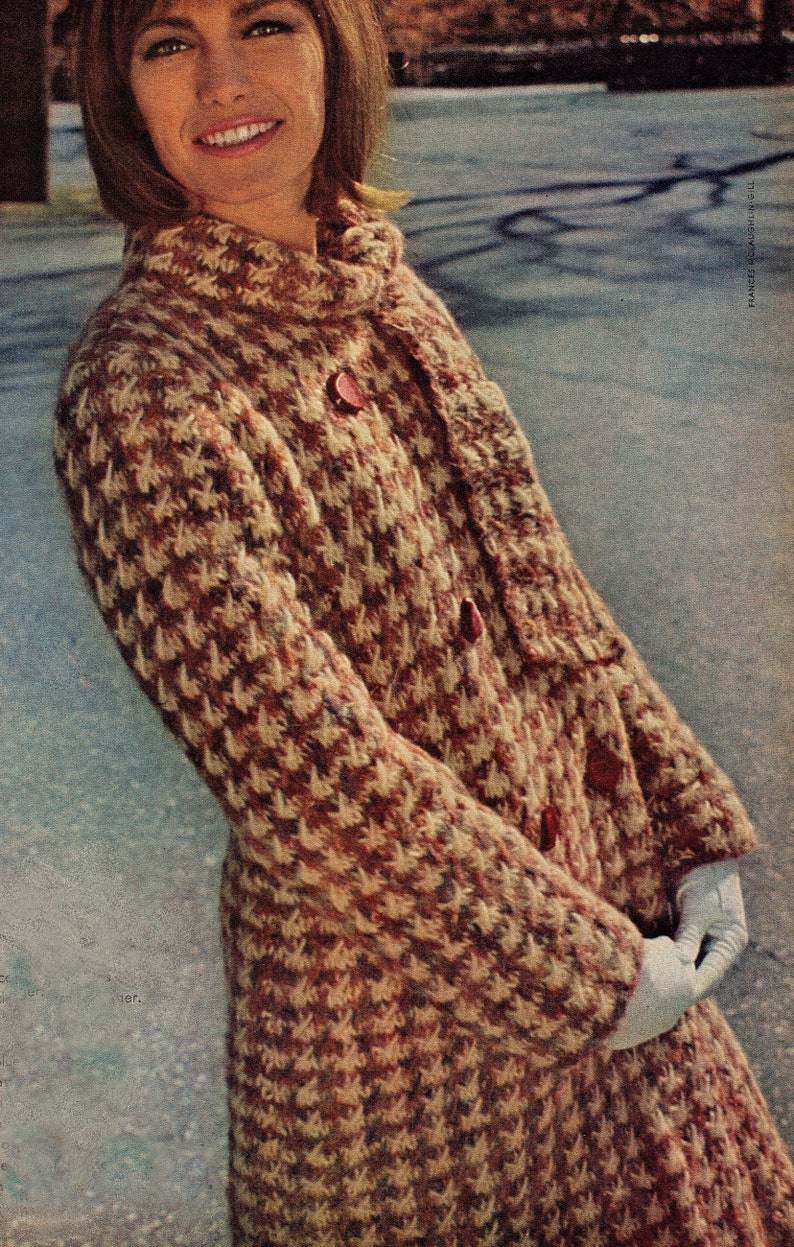 Vintage Coat Knitting Pattern Convertible Collar Scarf Bust Etsy