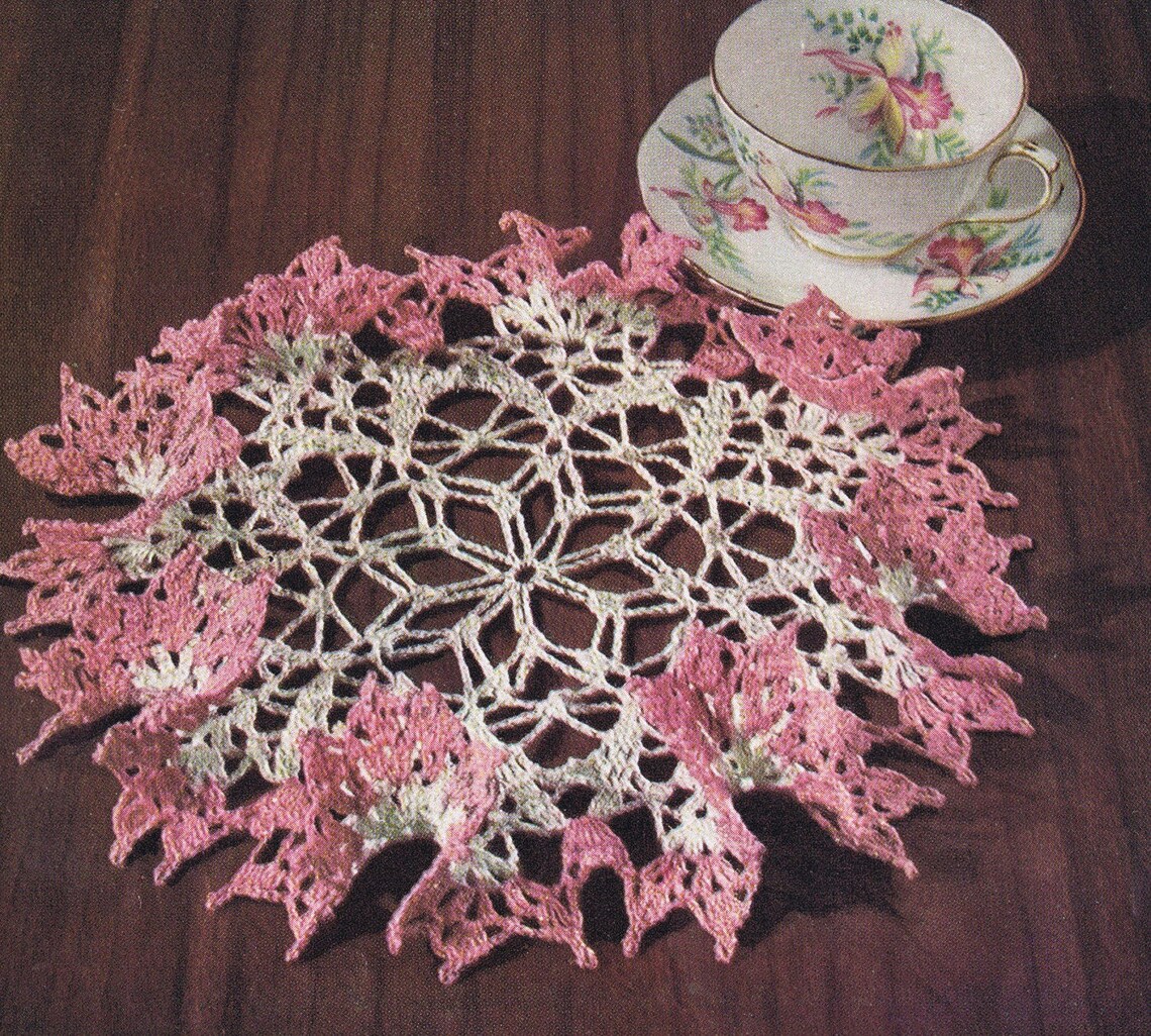 Vintage Ruffled Doily Patterns Mid Century Crochet Ruffle Doilies Lacy ...