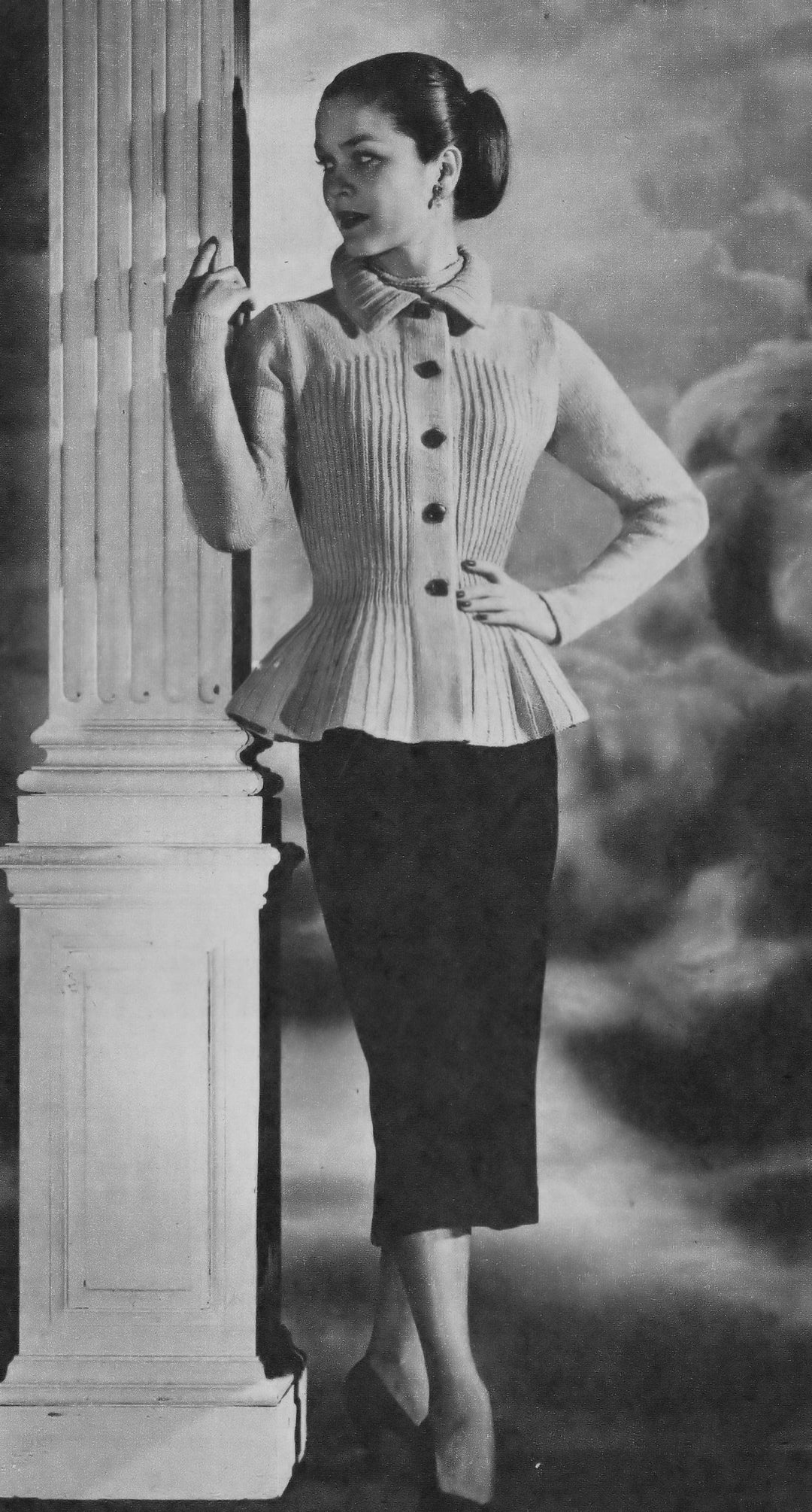 1940s Tailored Peplum Hip Swing Coat
