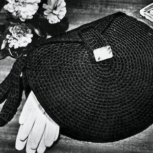 Vintage 1940s Crochet Circle Handbag with Built-In Muff Pattern | PDF eBook Instant Download Reproduction