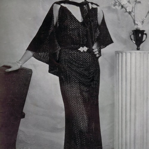 Crocheted Evening Dress With Cape 