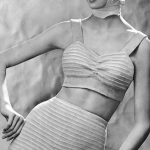 1960s Knit Swimsuit Pattern: Vintage Retro Beachwear (Bust 32–36) (PDF Pattern)