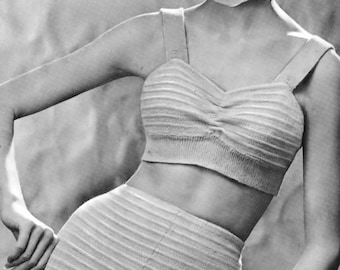 1960s Knit Swimsuit Pattern: Vintage Retro Beachwear (Bust 32–36) (PDF Pattern)
