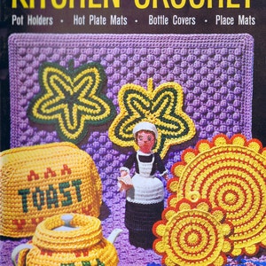 Vintage 60s Crochet Kitchen Patterns: Pot Holders, Cozies (PDF Download)